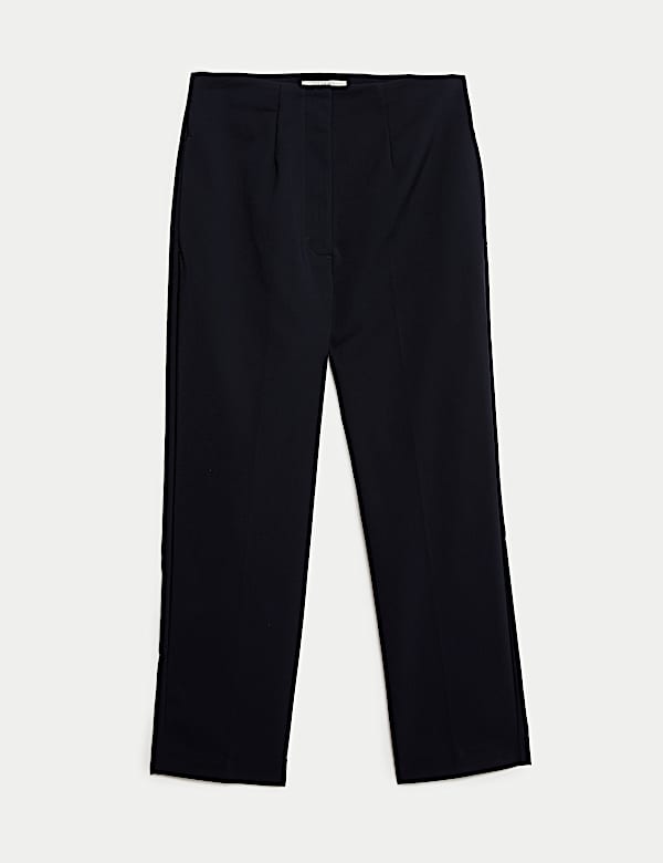 Cotton Blend Slim Fit Cropped Trousers - US