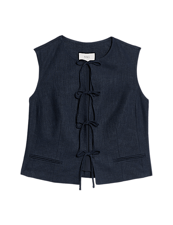 Linen Rich Tie Front Waistcoat