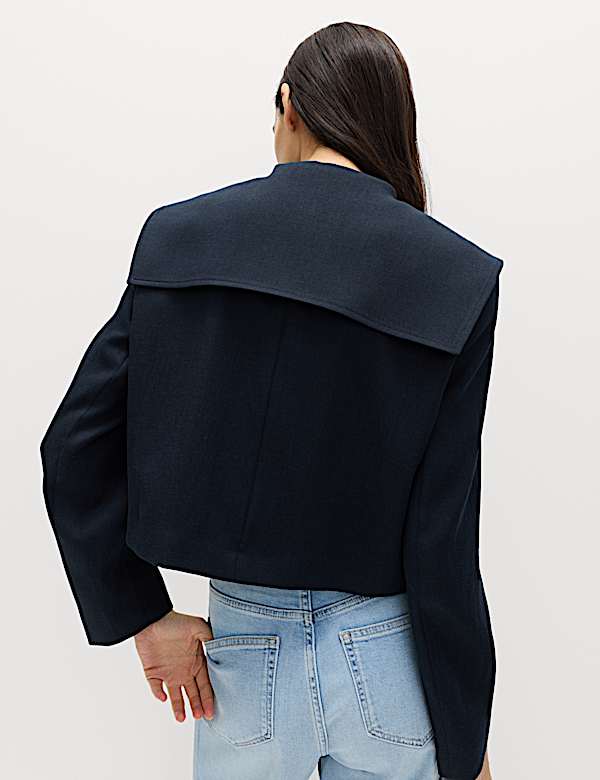 Collared Short Sailor Jacket with Linen - AT