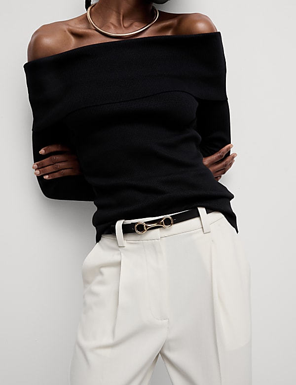 Pleat Front Tapered Ankle Grazer Trousers