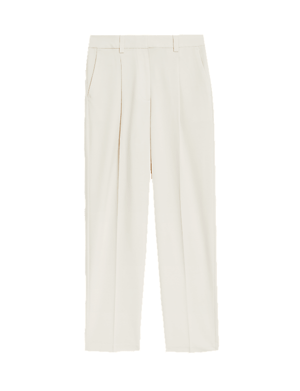 Pleat Front Tapered Ankle Grazer Trousers