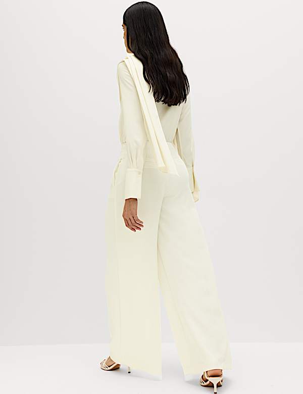 Broek met wijde pijpen en enkele plooi - NL