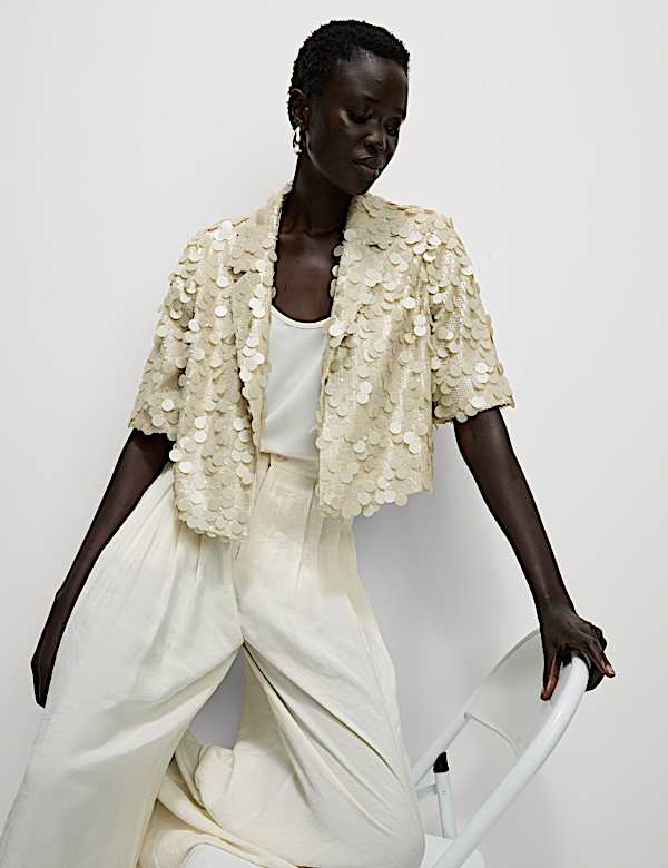 Crop σακάκι με παγιέτες - GR