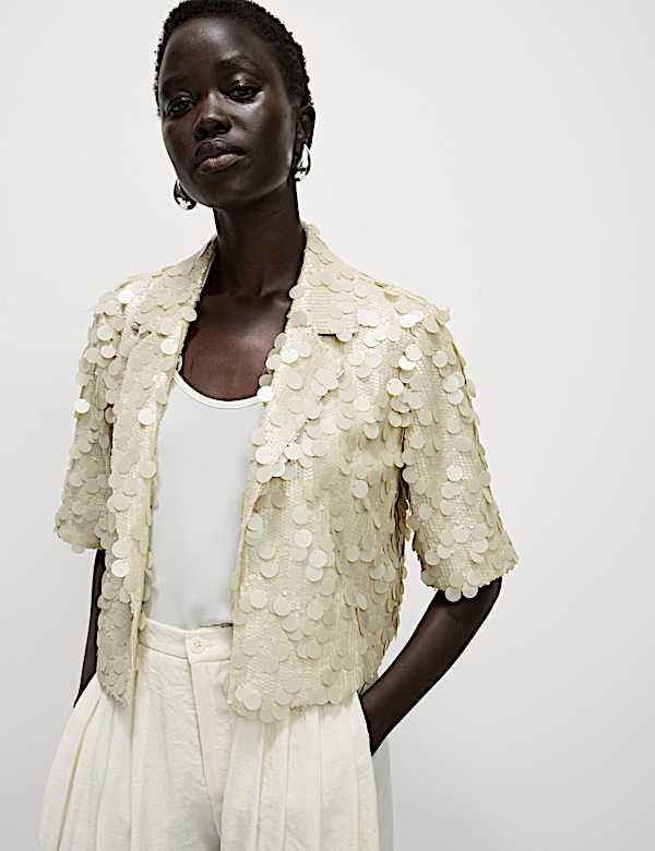 Crop σακάκι με παγιέτες - GR