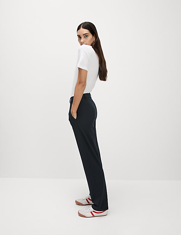 Woven Straight Leg Trousers with Stretch - NO