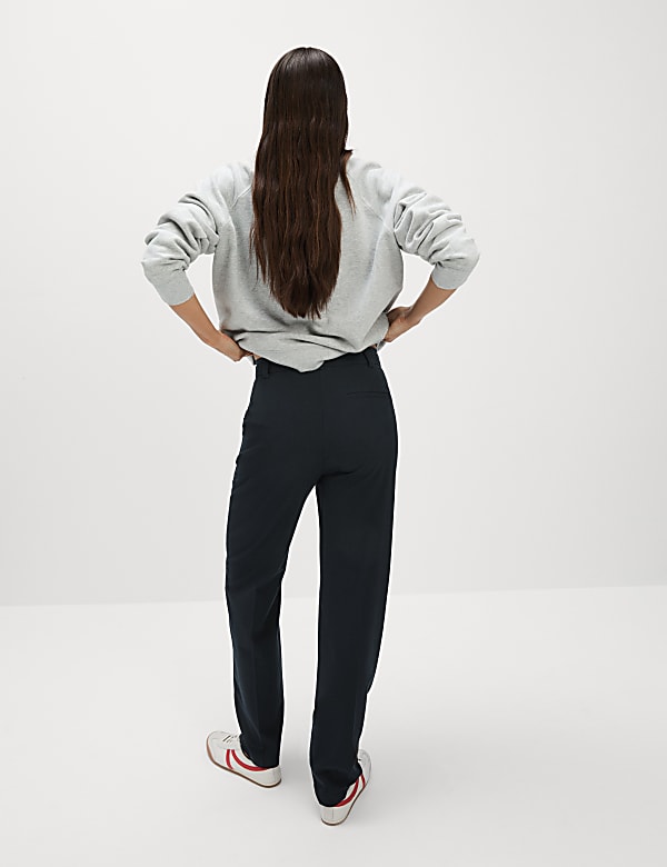 Woven Straight Leg Trousers with Stretch