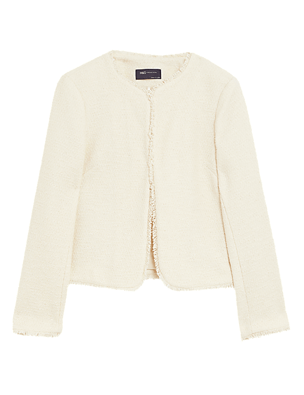 Buy Pure Cotton Tweed Collarless Short Jacket at Marks Spencer