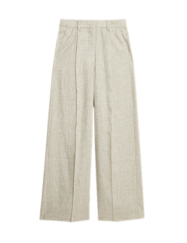 Linen Blend Wide Leg Trousers