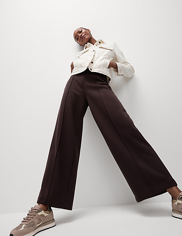 Jersey Elasticated Waist Wide Leg Trousers