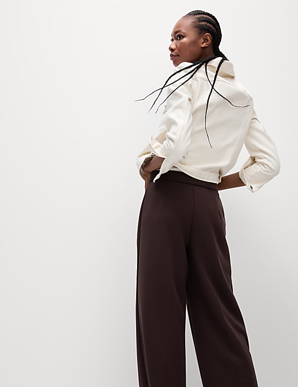 Jersey Elasticated Waist Wide Leg Trousers