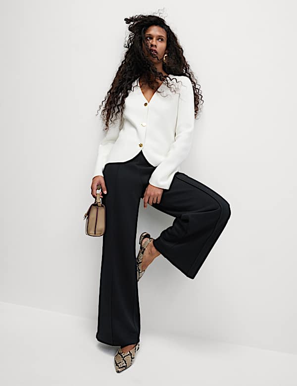 Jersey Elasticated Waist Wide Leg Trousers
