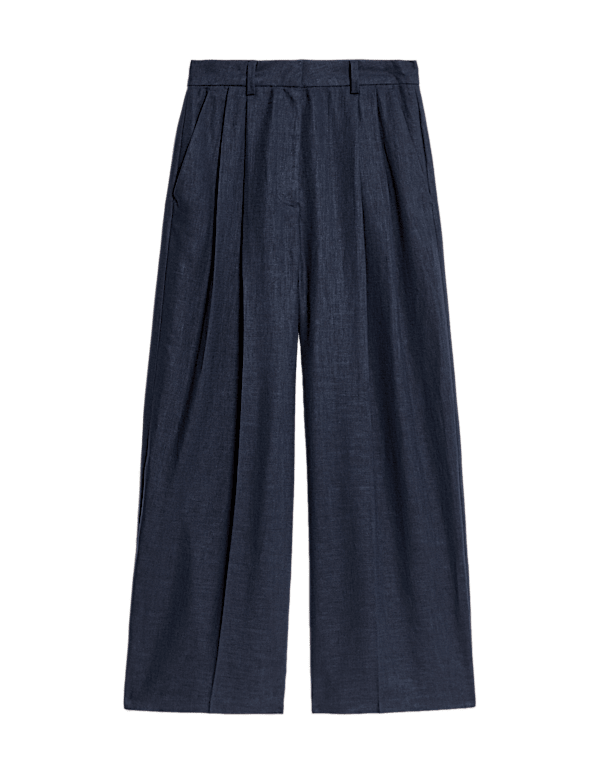 Linen Rich Twill Wide Leg Trousers