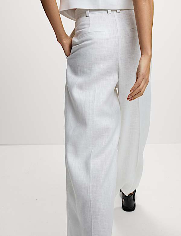 Linen Rich Twill Wide Leg Trousers