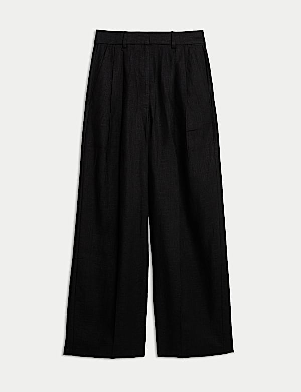 Hose aus Twill mit hohem Leinenanteil und weiter Passform - AT