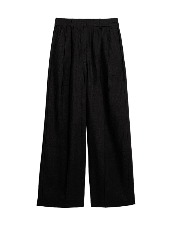 Linen Rich Twill Wide Leg Trousers