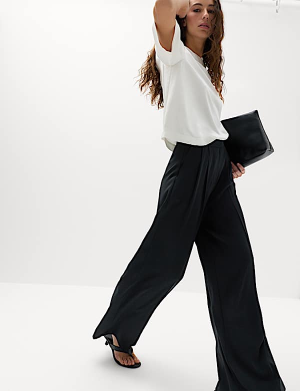 Pleated Wide Leg Trousers - MX