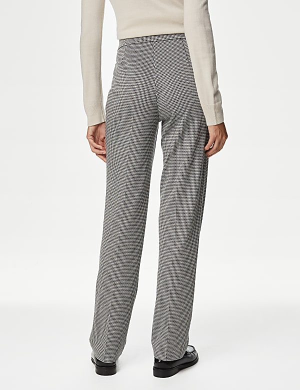 Jersey Checked Straight Leg Trousers