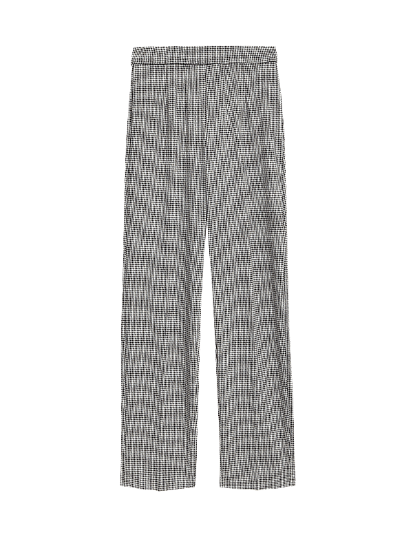 Jersey Checked Straight Leg Trousers