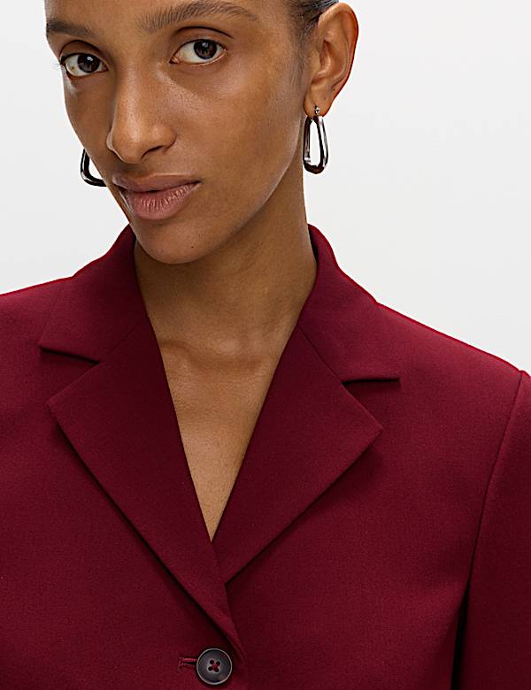 Wool Look Tailored Revere Cropped Blazer - CA