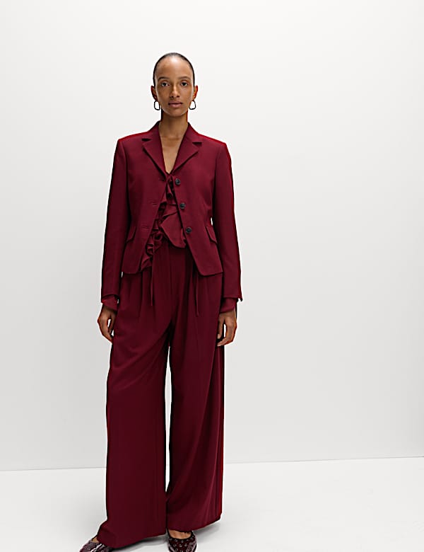 Wool Look Tailored Revere Cropped Blazer - CA