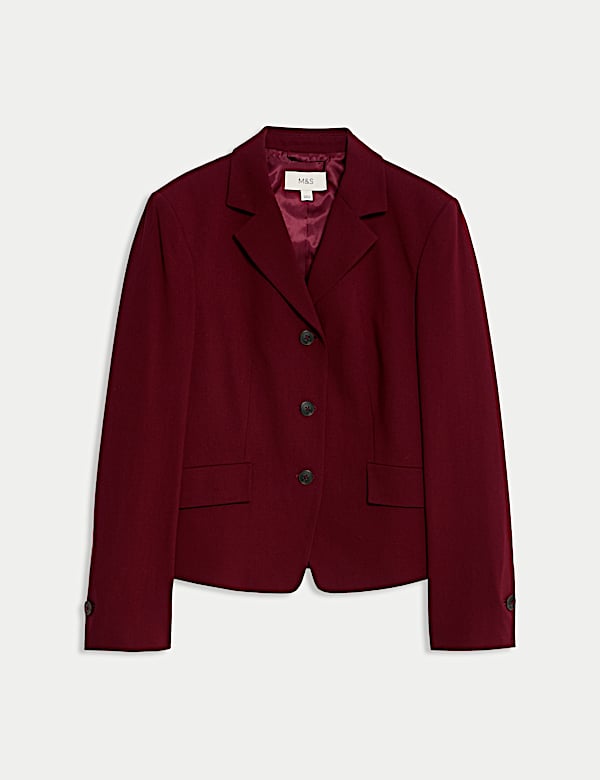 Wool Look Tailored Revere Cropped Blazer - CA