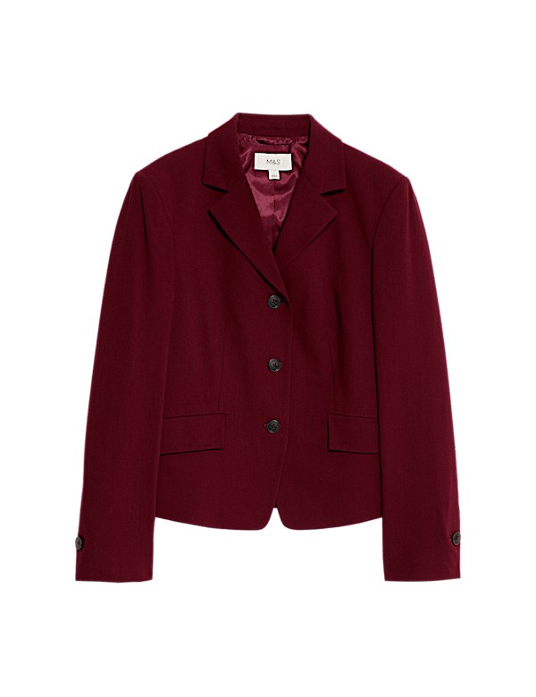 Wool Look Tailored Revere Cropped Blazer