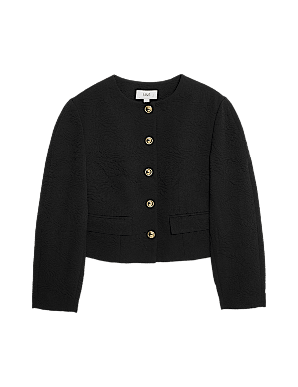 Jacquard Collarless Jacket