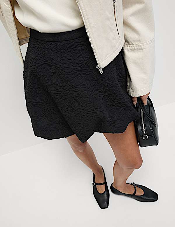 Jacquard Mini Bubble Hem Skirt - BN