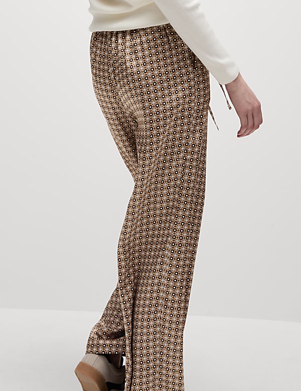 Geometric Drawstring Wide Leg Trousers