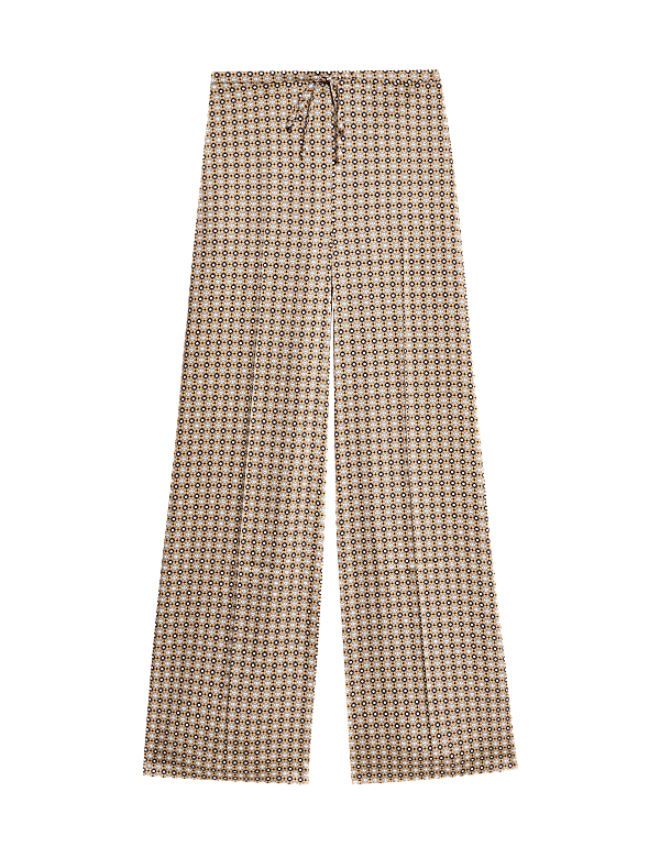 Geometric Drawstring Wide Leg Trousers