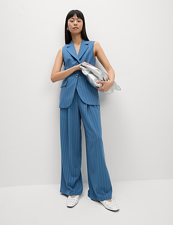 Tailored Striped Longline Waistcoat
