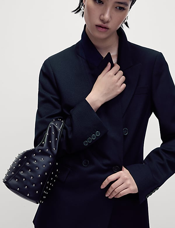 Wool Blend Tailored Double Breasted Blazer MIDNIGHT NAVY Blazers M S HK