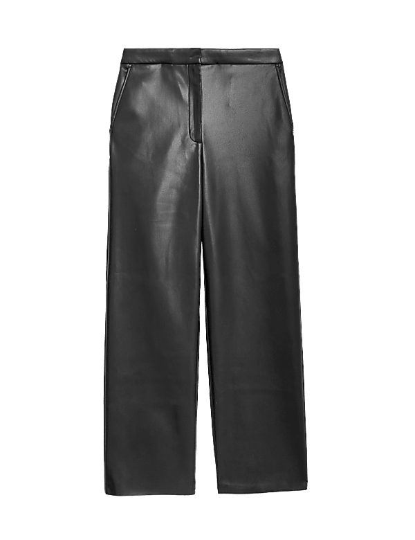 Leather Look Straight Leg Trousers
