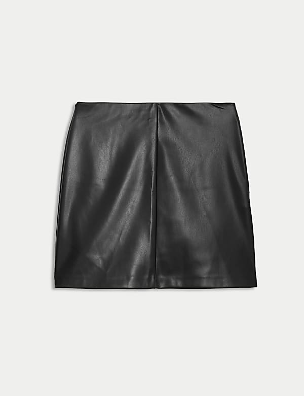 Leather Look Mini A-Line Skirt - LT
