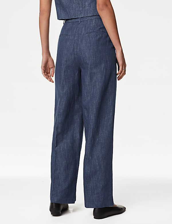 Pantalon &agrave; pinces coupe large en coton - BE