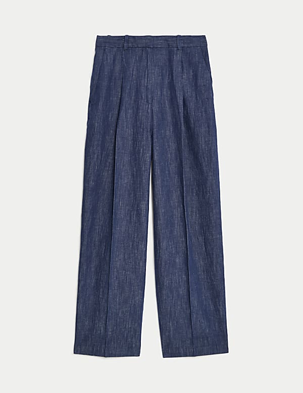 Pantalon &agrave; pinces coupe large en coton - BE