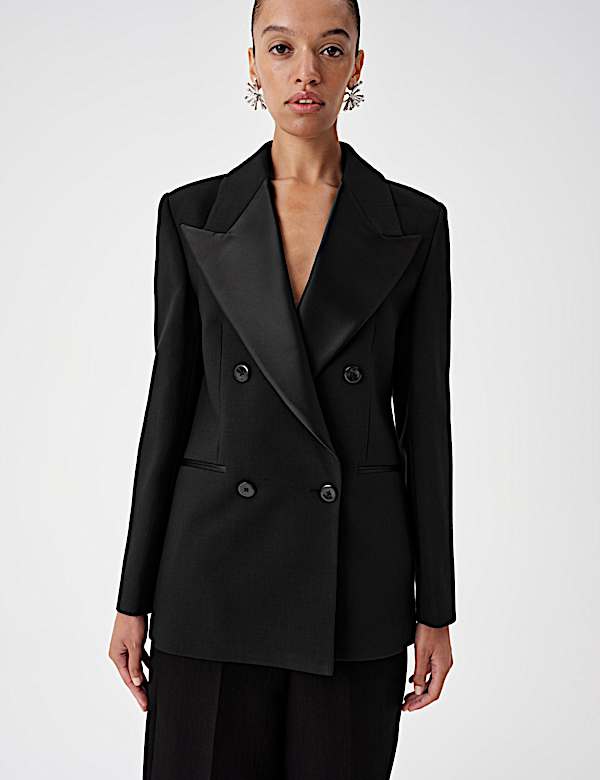 Taillierte Smoking-Jacke mit Spitzrevers - DE