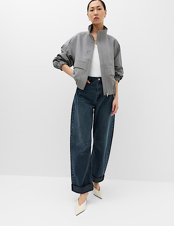 Funnel Neck Tailored Jacket
