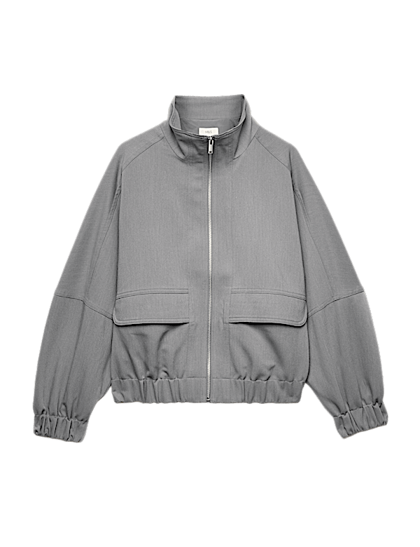 Funnel Neck Tailored Jacket