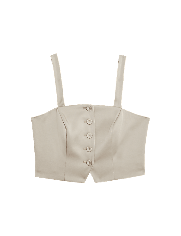 Satin Tailored Cropped Waistcoat