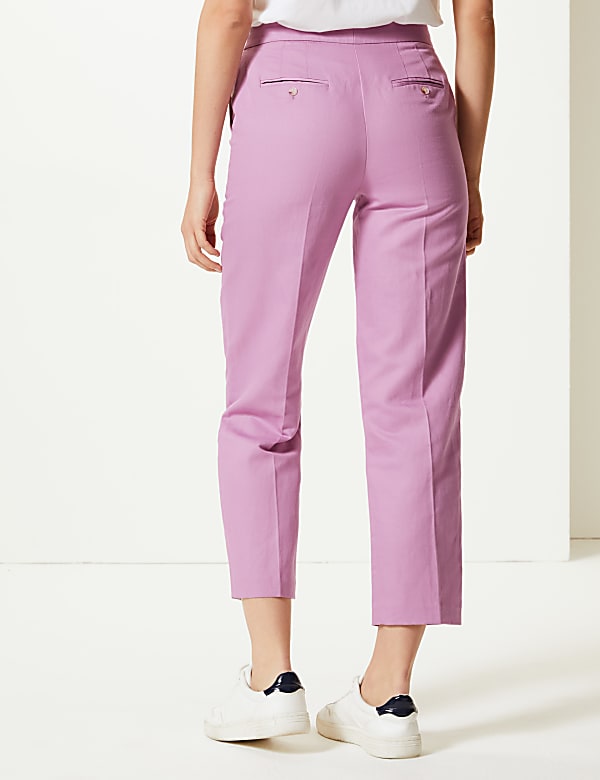Linen Rich Straight Ankle Grazer Trousers