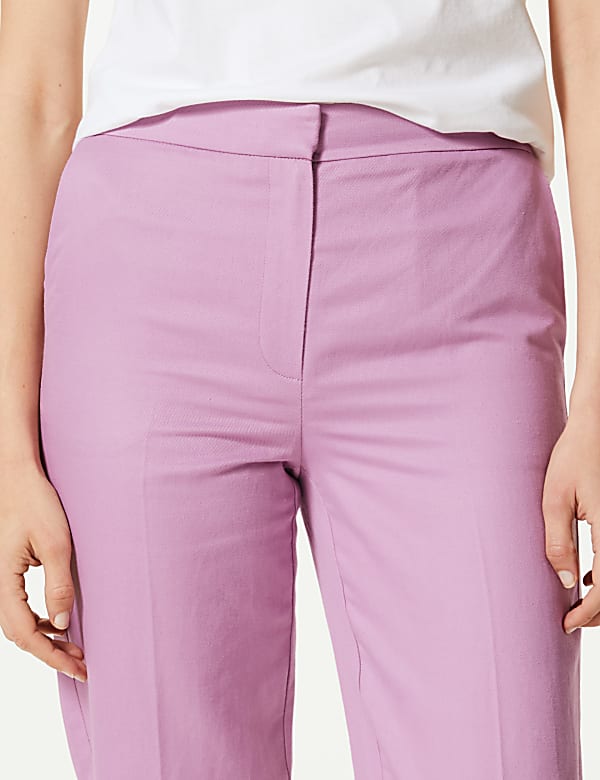 Linen Rich Straight Ankle Grazer Trousers