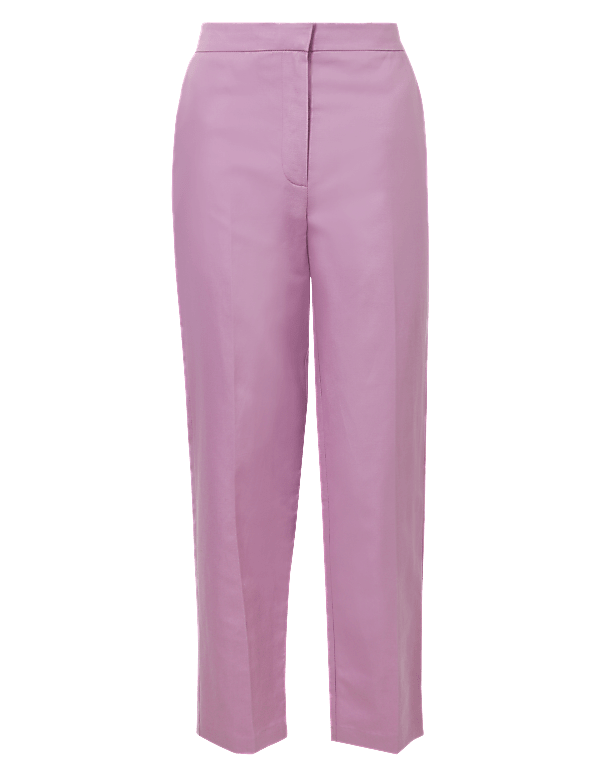 Linen Rich Straight Ankle Grazer Trousers