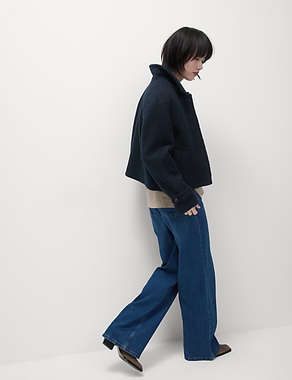 Textured Collared Short Coat - SE