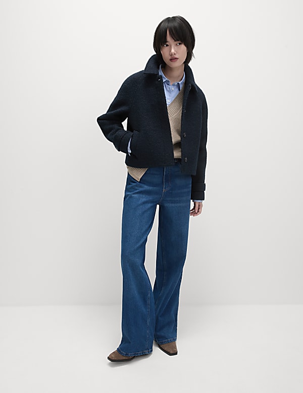 Textured Collared Short Coat - SE