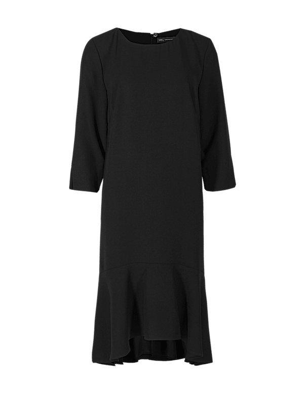 Crepe Fishtail 3/4 Sleeve Swing Dress