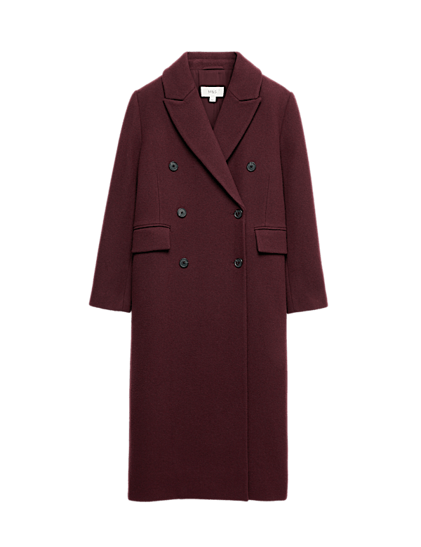 Double Breasted Longline Coat With Wool