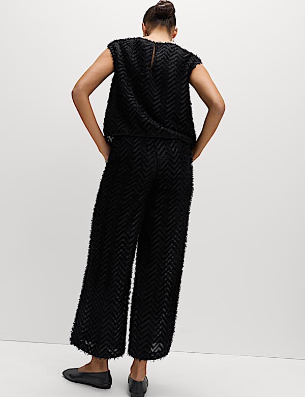 Pantalon large longueur cheville à motif texturé - CH