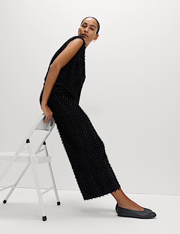 Pantalon large longueur cheville à motif texturé - CH