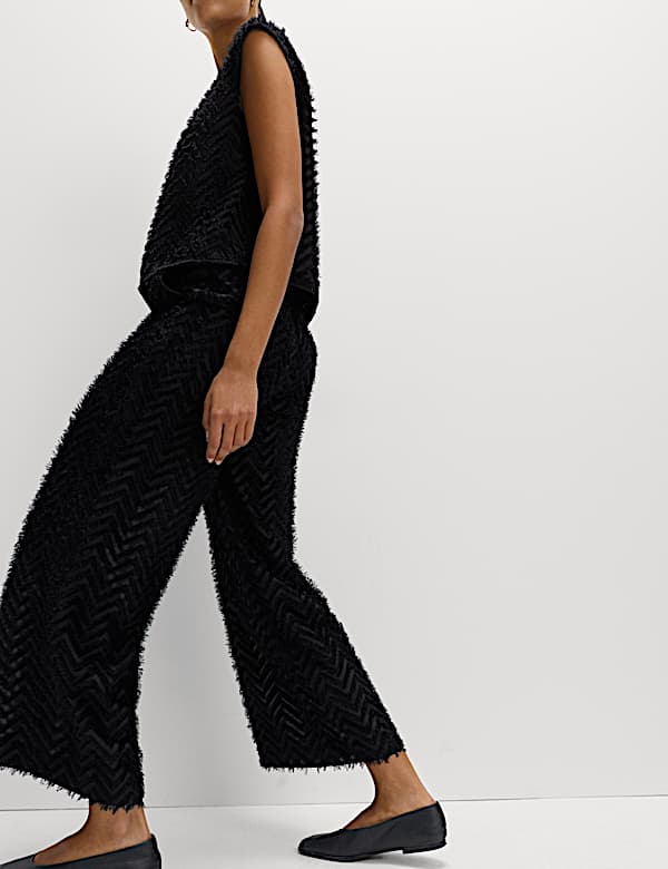 Pantalon large longueur cheville à motif texturé - CH